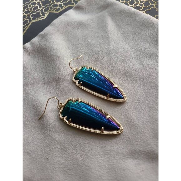 Kendra Scott VVGUC Black Iridescent Skylar Earrings in Gold - Picture 2 of 4